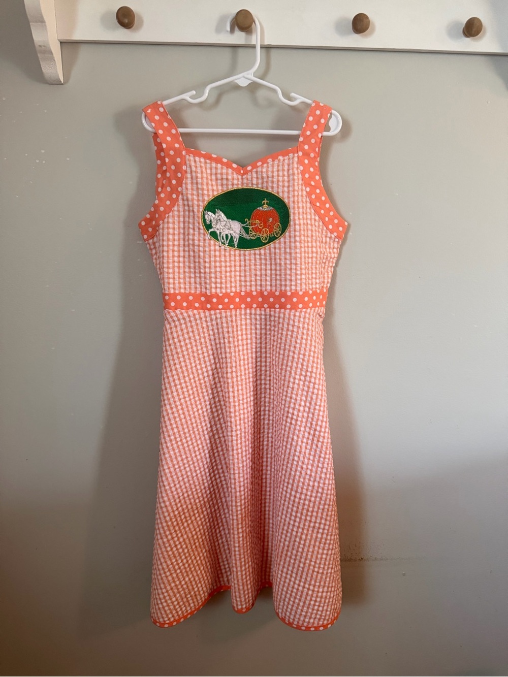 Rare Editions Girls Size 10 Orange Gingham Seersucker Dress Princess Carriage